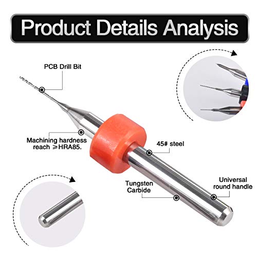 0.1mm to 1.0mm Carbide PCB Rotary Tool Jewelry CNC Engraving Drill Bits Set, 10Pcs PCB Print Circuit Board Carbide Micro Drill Bits 1/8" Shank - color: 10 Pcs 0.1mm-1.0mm