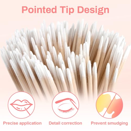 200PCS Pointed Cotton Swabs - 4in Disposable Precision Tip Cotton Buds Thin Micro Swab Cotton Sticks Applicators for Eyelash Extensions, Makeup, Tattoo Permanent, Cleaning,Microblading Supplies - size: 200 Count