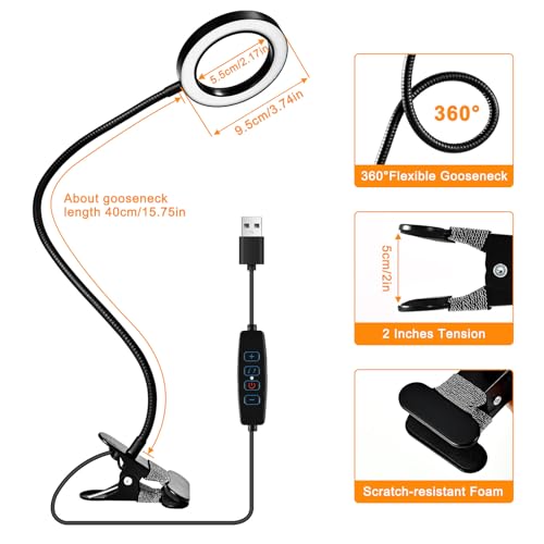 10X Magnifying Glass with Light, 2 in 1 Magnifying Desk Lamp Timer - color: Black-95mm
