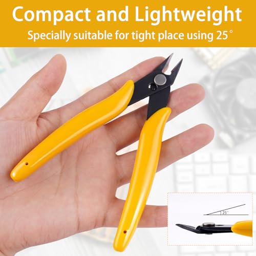Micro Wire Cutters Pliers, Precision Flush Cutter Tools for Jewelry Making Craft, 5 Inch Small Zip Tie Cutter Nippers for 3d Print, Plastic Models, Jewelry, Electronics, Yellow - color: Yellow