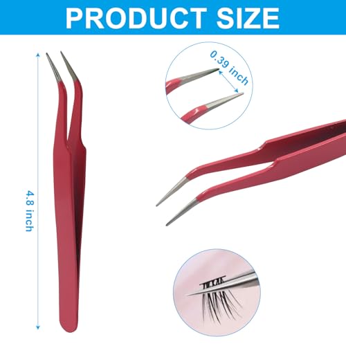 Murtenze 9 Pack Precision Tweezers, Stainless Steel, Pink - color: Pink