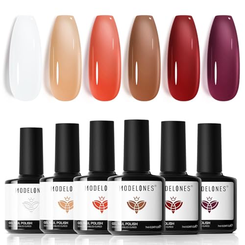 modelones Fall Jelly Tortoise Gel Nail Polish Set, 6 Colors - color: A A2 Vintage Jelly