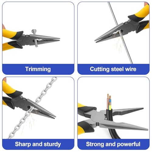 8-Inch Premium Needle Nose Pliers, Wiojided HCS Precision Long Nose Pliers