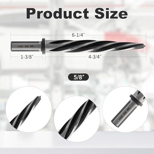 Rocaris 5/8" M2 HSS Taper Chucking Reamer Drill Bit - size: 5/8 in