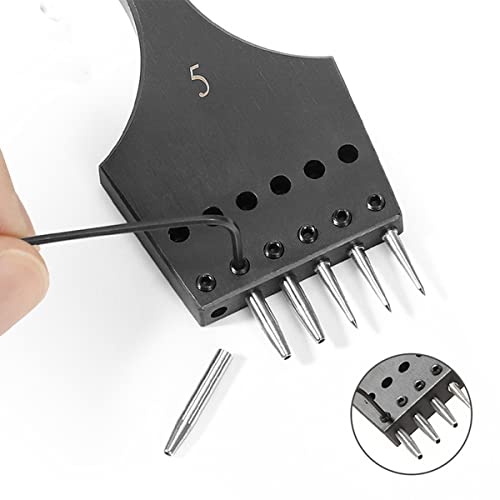 WUTA Removable Circle Leather Hole Punch Lacing Stitching Professional Working Hand Tool Kit Round Hole Puncher Craft Chisel Cutting Punches Kits 2nd Generation 5mm-(2+6) - size: 2G 5mm-(2+6)