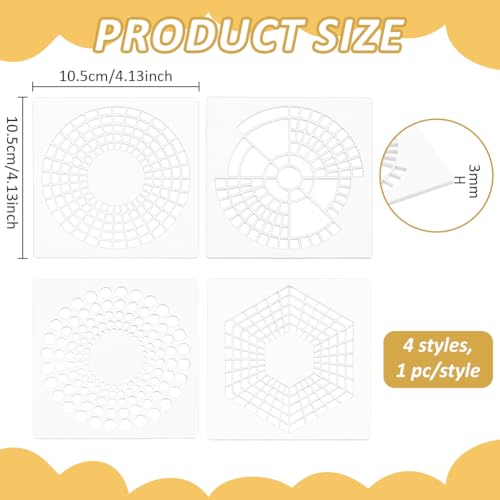 BENECREAT 4Pcs Acrylic Journal Stencils, Handmade Flexible Record Template, Planner Stencil for Bullet Journaling, Reusable Calendar Planners, Durable Writing & Drawing Tools - style: Square