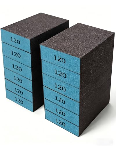 12Pcs Sanding Block Sponge Set, Reusable Sandpaper for Wood & Drywall - color: Deep Blue