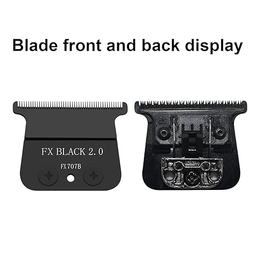 2 Pack 707B Replacement Blade compatible with BaBylissPRO FX787 & FX726 Trimmers,2 Pack DLC Replacement Blades with 4 Guards Set Compatible with BaByliss Trimmer Blades,Black