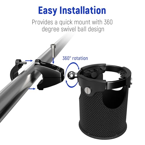 LEXIN C3 Motorcycle Cup Holder, Mount for 7/8"-1 1/4" Handlebars, Black - color: C3 Black
