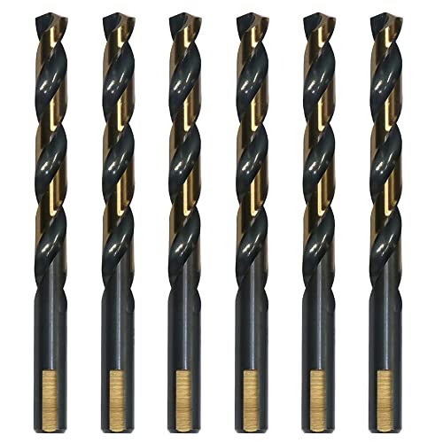 6PCS 13/32" HSS Black Gold Twist Drill Bits Set, 135 Degree Split Point, Jobber Metal Drill Bit, General Purpose for Use in Mild Steel, Copper, Aluminum, Zinc Alloy, Wood, and Plastic - size: 13/32"(6PCS)