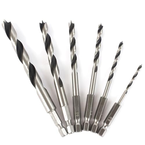 Brad Point Wood Drill Bits, High Carbon Steel and Hex Shank, 6 Pcs - style: 6Pcs Brad Point Ground