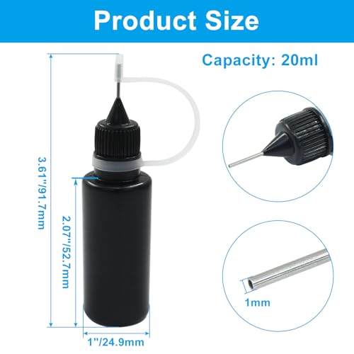 Zorfeter 20ml Black Precision Tip Applicator Bottles, 10 Pcs - size: 20 ml