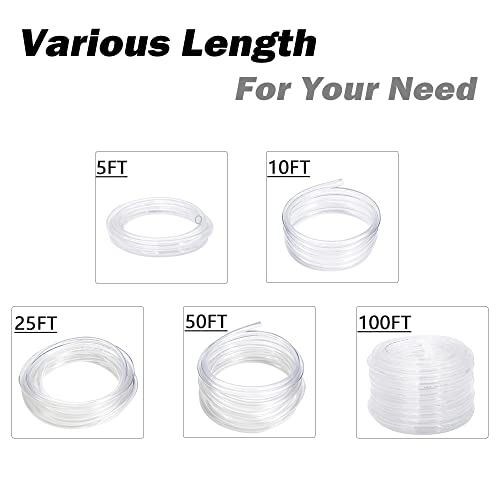 DAVCO 1" ID - 50 ft Clear Vinyl Tubing, Low Pressure Flexible PVC Tube, Heavy Duty UV Chemical Resistant Lightweight Plastic Vinyl Hose, BPA Free and Non Toxic, with 2 Stainless Clamps - size: 1"ID, style: 50 Feet