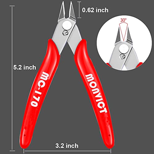 MONVICT 5 Inch Micro Wire Cutters, Flush Cutters Ultra Sharp Cutting Edge - color: 5"- Pack 1