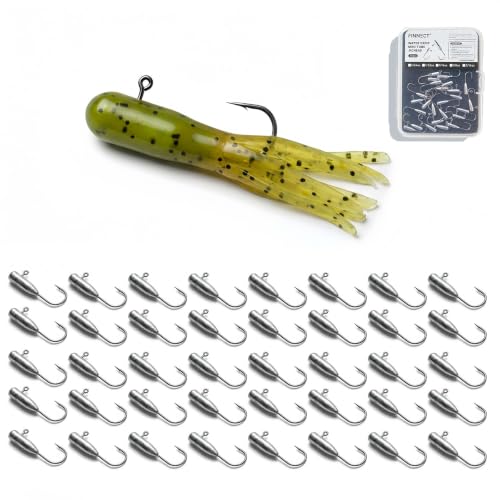 25/40pcs Mini Tube Jig Heads – Light-Wire Finesse Hooks for Crappie Soft Bait Fishing 1/64-3/16oz - size: 1/8oz - 40Pcs