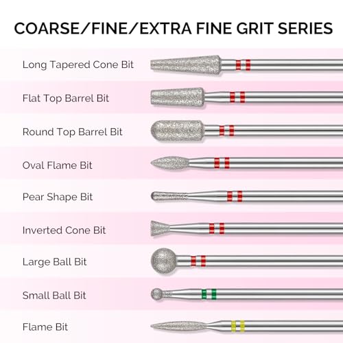 MelodySusie 20pcs Nail Drill Bits Diamond Cuticle Set Silver