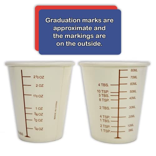 50 3oz Coated Paper Graduated Measuring Cups for Mixing Paint, Stain, Epoxy, Resin; Disposable, Recyleable, from Renewable Resource Bamboo, Wax Coated by NetSellsIt