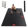 HAPBEAR Large Exercise Mat-6'x4'/7'x5'/6'x8'/6'x9'/6'x10'/6'x12'x 1/3"(8mm) - color: Black-High Density 10'×6'×⅓"