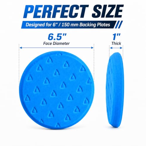 Polishing Pad 6.5 Inch 3 Pack Blue Foam Buffing Pads for Car Detailing - color: Blue
