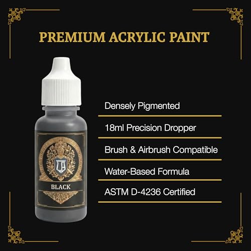 Ludus Bellum Miniature Paint Black Color 18ml Precision Dropper Bottle - color: Black