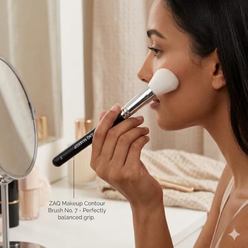ZAQ Angled Contour Brush, Synthetic Concealer Brush for Blending Setting Buffing with Liquid, Cream and Powder Cosmetic (Angled Brush) - style: Angled Contour Brush