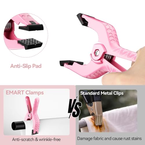 EMART 6 Pack Heavy Duty Spring Clamps 4.5 inch Plastic Backdrop Clips Pink - color: Pink and Black, size: 4.5 inch