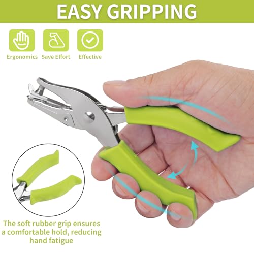 Single Hole Punch, 2 Pcs Hand Hole Puncher with-Green - color: Green