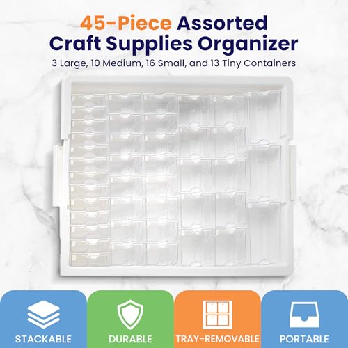 Elizabeth Ward Bead Storage Solutions 45 Piece Assorted Organizer, Clear - style: 45-Piece