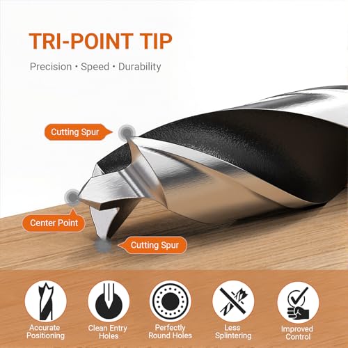 8-Pc Metric Brad Point Wood Drill Bit Set, High Carbon Steel 3-10mm - style: 8pc Carbon Steel