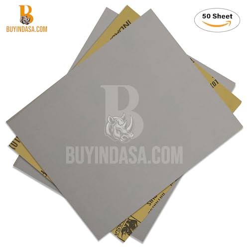 Indasa 50 PCS 9x11 Sandpaper Rhynalox Plusline - 500 Grit Dry Sanding Sheets, Professional-Grade Abrasive for Wood, Metal, Automotive, and Paint Finishing - Durable, Clog-Resistant Sand Paper - size: 500 GRIT 9x11" Rhynalox
