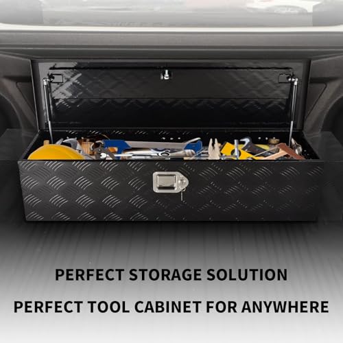 39" Aluminum Truck Bed Tool Box with Lock, Black(39"×13"×10") - color: Black, size: 39"x13"x10"
