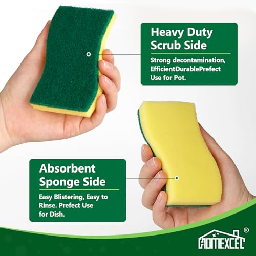 HOMEXCEL 50PK Sponges Kitchen, Heavy Duty Dish Scrubber Sponge for Home