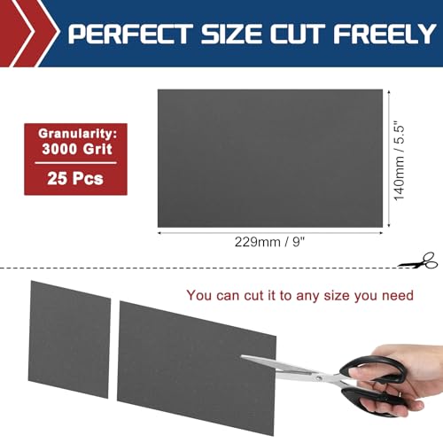 25Pcs Sand Paper 5.5x9Inch 3000Grit Silicon Carbide Sandpaper Sheets - size: 5.5 x 9 Inch(3000 Grit)