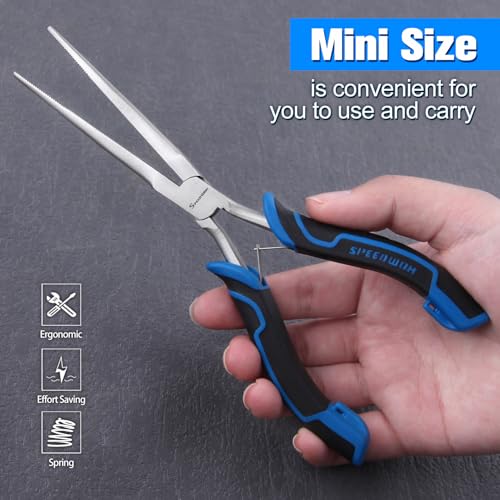 SPEEDWOX Long Reach Needle Nose Pliers, Extra Long Jaw, Serrated Jaw - style: Extra Long Needle Nose Pliers