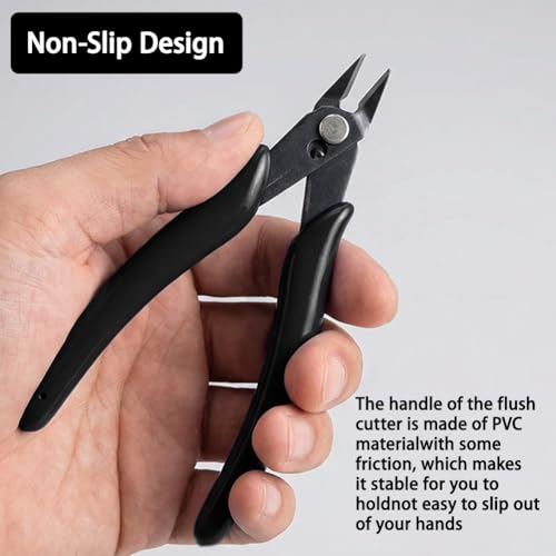 Micro Flush Cutters, 5-Inch Precision Side Cutters - High Carbon Steel, Spring-Loaded & Non-Slip Handle for Electronics, Wiring, Sprue, Zip Ties(Green) - color: Green