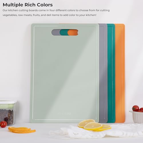 Linoroso Flexible Kitchen Cutting Board - Made from BPA Free Material - Cutting Mark Prevention, 10x14 Inches, Non-Slip Design - Easy-Care Kitchen Essential, Green - color: Green