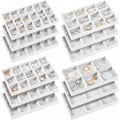 Junkin 12 Pcs Velvet Jewelry Organizer Tray, Stackable Storage - color: White