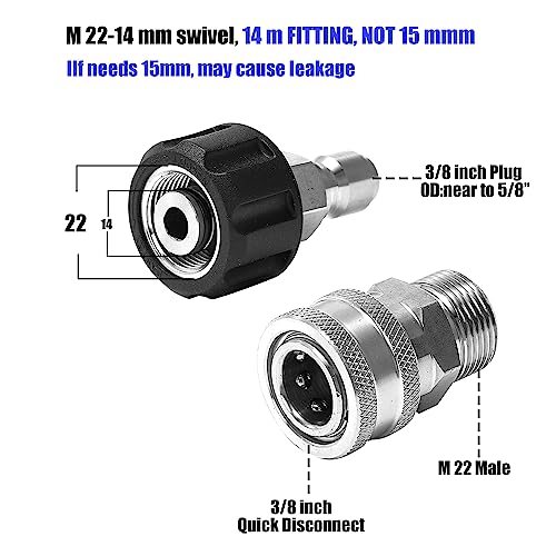 M MINGLE Pressure Washer Adapter Set, Stainless Steel Quick Disconnect Kit - color: Stainless Steel