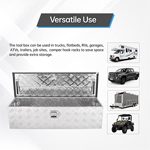 39" Aluminum Truck Tool Box with Side Handle, Silver(39"×13"×10") - color: Silver, size: 39"x13"x10"