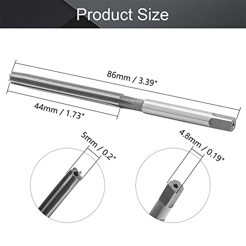 Utoolmart Hand Reamer 5mm Alloy Tool Steel H8 6 Straight Flutes 9Crsi Hand Milling Cutter Tool 1pcs - size: 5mm