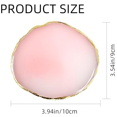 2 Pack Resin Nail Art Palette, Gold Edge Nail Polish Palette, Pink & White