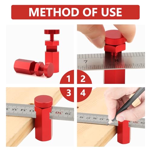 2PCS Tall Stair Gauges for Circular Saw with Holder and Hook, Precision Framing Square Jig for Speed Square & Circular Saw Guide, Framing Square Stops for Carpentry Squares (Red) - color: Red