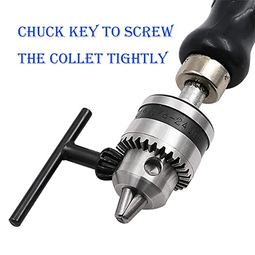 Hand Drill Bits Set 12 in 1 Manual Tool Pin Vises with Chuck Key & 10 pcs Twist Drill Bits for Wood, Jewelry, Delicate Manual Work, Electronic Assembling and Model Making, DIY Drilling