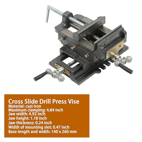 kimllier 5 Inch Cross Slide 2 Way Drill Press Vise, Cast Iron Compound Vise - color: Black, size: 5 Inch