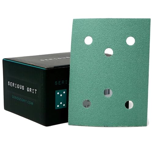 Serious Grit - 3" x 4" 6-Hole P120 Grit Sanding Sheets - 50 Pack Box - size: 120 Grit