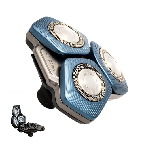 Upgraded SH71 Complete Shaver Head Replacement, Full Rotary Unit with Integrated Base Compatible with Philips Norelco 7000/S5500 Angular, 15 Precision Blades & Metal Holder - color: Blun