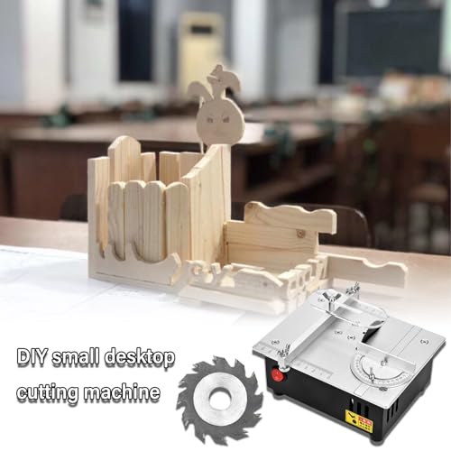 Precision Mini Electric Table Saw, DIY Hobby Handmade Woodworking Bench Cutting Machine Adjustable Cut Depth Small Desktop Saw for Miniature Wood Craft (Regular style) - style: Regular style