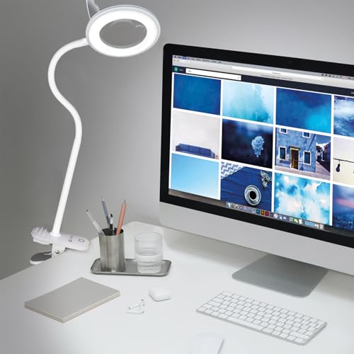 OttLite Lighted ClearSun LED Magnifier Clip Lamp, White - color: White
