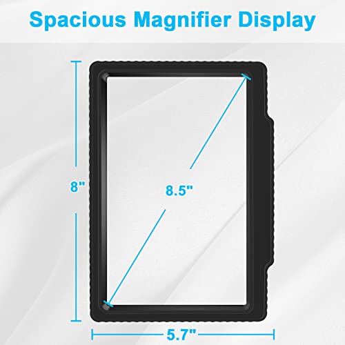 5X Large Page Magnifying Glass for Reading, Full-Page Viewing Area Magnifier Handheld Lightweight Magnifier for Reading Seniors and Low Vision Person Black - color: Black