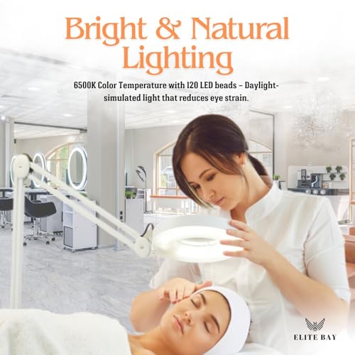UV Magnifying Lamp, Black/White, 120 LED, 24W, 6500K